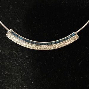A Classy Chic Boutique Silver and Blue Necklace with Sparkling Elegance
